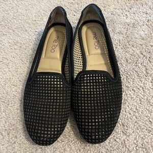 me Too Women's Black Perforated Square Cutout Loafers Flats Size 9M